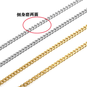 Cadena Cubana de Acero Inoxidable, Chapada en Oro de 18k, Collar y Pulsera para Hombre, Estilo Punk con Acabado Pulido Lateral, Joyería de Regalo - Product Image 4