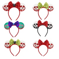 Serre-tête Mickey à sequins fait main, style nœud, pour fête, parc d'attractions, vacances, décoration capillaire pour enfants