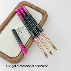 Pinceau à ongles double tête avec logo personnalisé, manche métallique, stylo de dessin à tête ronde pour le nail art au gel - Product Image 2