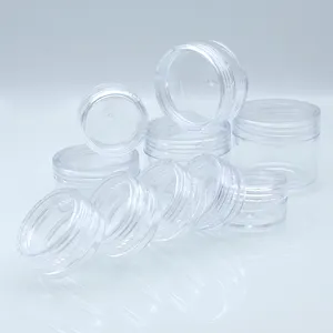 OEM Custom Private Label Wholesale 2.5g 3g 5g 10g 15g 1OZ PS Empty transparent Clear Plastic Nail Dipping Powder jar packaging