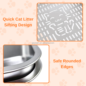 <span class=keywords><strong>Bac</strong></span> à litière pour chat en acier inoxydable à <span class=keywords><strong>double</strong></span> couche, grand <span class=keywords><strong>bac</strong></span> à litière en métal pour chaton - Product Image 4