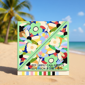 Fular Multifunzionale Triangolare 60x135cm con Stampa Floreale, Protezione Solare, Velo Estivo da Donna in Poliestere - Product Image 2