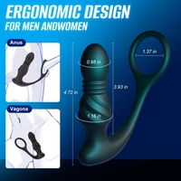 USB-Betriebener Stoßender Prostata-Massager Analer Vibrator Dildo Butt Plug Hoden-Stimulator Ejakulations-Verzögerungsring