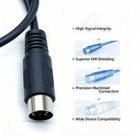 Cableado de Señal de Audio y Video MIDI DIN de 5 Pines Macho a Macho Personalizado, Conjunto de Cables Profesional