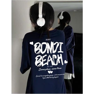 Camiseta para Hombre y Mujer BONDI BEACH Unisex Rosa Holgada de Media Manga con Logotipo 100% Algodón Proveedor Mayorista - Product Image 4