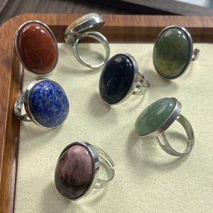 Prix d'usine en gros bague de doigt réglable bague de pierres précieuses naturelles obsidienne noire améthyste opale anneaux pour femmes hommes - Product Image 3