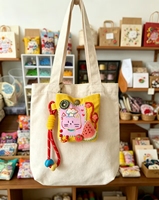 Mini sac à main en peluche brodé à la main en forme de chat, mignon, décoratif, avec cordon tressé, porte-clés, cadeau artisanal DIY pour femme