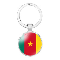 Porte-clés drapeau Cameron en verre de qualité, accessoire de sac, pendentif, porte-clés, design drapeau national, personnalisé, vente en gros