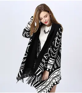 Latest knitting pattern oversized cardigan irregular long dress long temperament shawl with sleeves