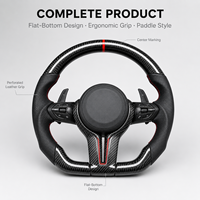 Volant automobile multifonction en cuir perforé en fibre de carbone sergé brillant personnalisé OEM