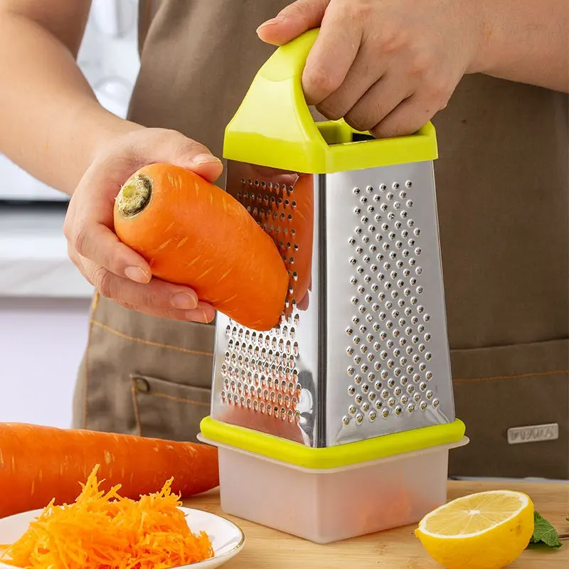 新しいデザイン製品環境にやさしいキッチンアクセサリー滑り止め底4面多目的おろし金野菜スライサー
