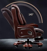 Kursi Komputer Workstation untuk Perabot Kantor Kursi Komputer Kulit PU Klasik Coklat Desain Modern