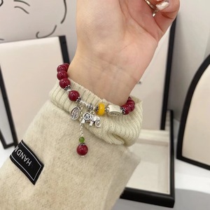 Auspicious <b>Elephant</b> Bracelet 999 Pure Silver Cinnabar Tassel Women's Jewelry <b>Gift</b> - Product Image 5
