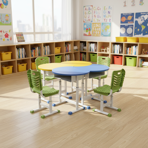 Meubles d'école <span class=keywords><strong>maternelle</strong></span> modernes, ensemble table et chaise d'étude en plastique pour enfants et enseignants, qualité supérieure, sièges confortables - Product Image 1