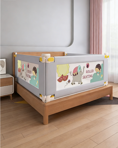 Barrière <span class=keywords><strong>de</strong></span> <span class=keywords><strong>lit</strong></span> pour tout-petits ElsaBaby 2,2 m Marron Pliable, Barrière <span class=keywords><strong>de</strong></span> sécurité <span class=keywords><strong>de</strong></span> voyage pour 0-3 ans, Panneau en maille, Norme UE, Écologique - Product Image 1