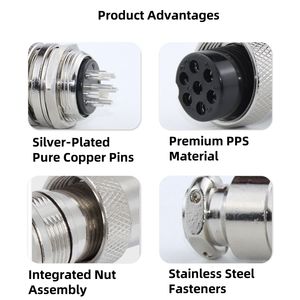 Conector Circular GX16 de 2P 3P 4P 5P 6P 7P 8P 9P 10 Pines, Enchufe y Conector de Aviación con Tuerca Hexagonal, Contactos Plateados, Carcasa de PPS - Product Image 4