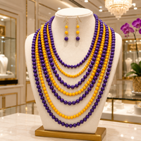 Nouveau collier ras-du-cou à plusieurs rangs avec perles bleues et jaunes, bijou tendance pour femmes, idéal pour les soirées, motif Sorority Sigma Gamma