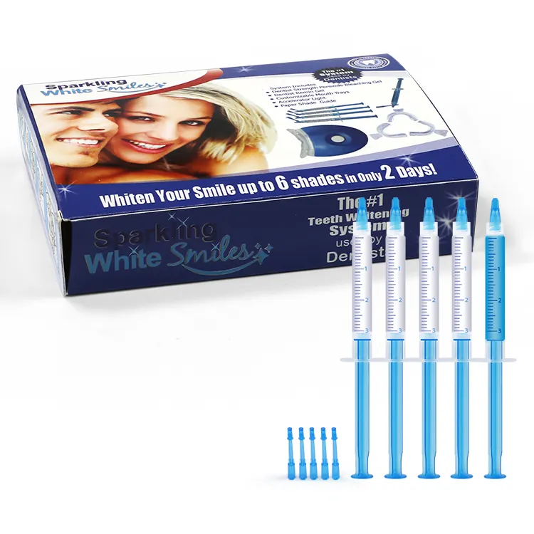 Venta al por mayor sonrisas blancas nueva luz de blanqueamiento LED a prueba de agua dientes personalizados blanquear Kit para el hogar