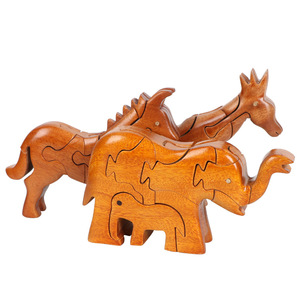 Mười hai cung hoàng đạo luban khóa hoàn chỉnh bằng gỗ kongming khóa khối xây dựng động vật Câu Đố ghép hình giáo dục trẻ em - Product Image 1