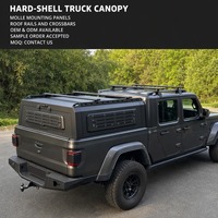 Auvent Overland pour camionnette avec plateforme de toit, toit rigide noir mat, panneaux MOLLE, OEM