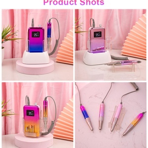 Custom Logo Rechargeable Battery Small Screen Nail Efile Brushless Electric Nail <b>Drill</b> 35000RPM Nail <b>Drill</b> Machine with Base - Product Image 5