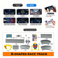 Circuit de course RC 4G pour deux joueurs EPT, en forme de B, avec lumières et son, jouet RC pour enfants avec voitures 1:64 et contrôle par application