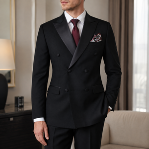Abito da <span class=keywords><strong>uomo</strong></span> <span class=keywords><strong>doppiopetto</strong></span> 3 pezzi, completo da sposo, <span class=keywords><strong>blazer</strong></span> casual da lavoro, gilet e pantaloni, abito formale da <span class=keywords><strong>uomo</strong></span>, <span class=keywords><strong>blazer</strong></span> nero da matrimonio - Product Image 1