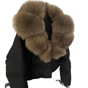 2025 зимняя женская 90% парка с белым утиным пером, ветрозащитная 2025, пушистое пальто из натурального Лисьего меха, 90% короткая белая утка - Product Image 2