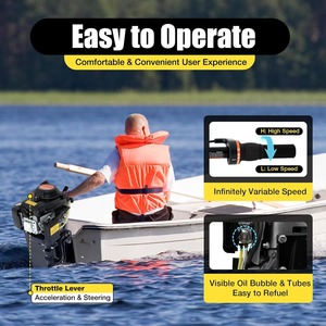 4 Stroke Gasoline <b>Motor</b> 4HP Heavy Duty Short Shaft Marine Engines Aquaculture Outdoor Adventure <b>Boat</b> Tiller Control - Product Image 3