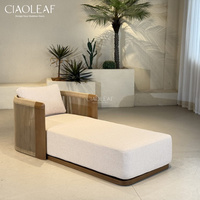 Chaise longue d'extérieur avec accoudoirs en corde et coussins pour piscine, jardin, terrasse
