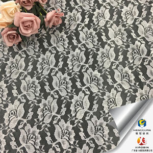 Tissu en dentelle à motif lotus noir à prix de gros, tissu en dentelle africaine en maille transparente pour robe AsoEbi - Product Image 1