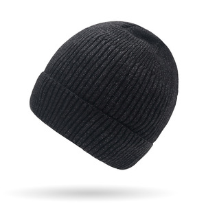 Ski Cap Knitted Hat Warm Windproof Solid Color Cotton Adult Unisex Winter Hat - Product Image 3