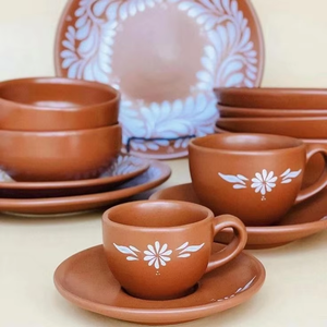 Tasse à thé en céramique de style moderne 200 ml, tasse à café mate avec sous-verre, ensemble de vaisselle artisanale - Product Image 2