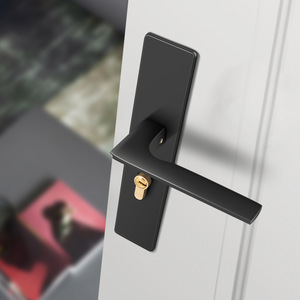 Poignée de <span class=keywords><strong>porte</strong></span> intérieure noire moderne pour salle de bain, avec serrure, pour profil de <span class=keywords><strong>porte</strong></span> en aluminium, ensemble de quincaillerie à levier de différents types - Product Image 6