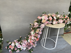 Corridore del fiore della tavola lunga 3D della decorazione di nozze per la tavola delle rose rosa dello sposo della <span class=keywords><strong>sposa</strong></span> di caduta - Product Image 3