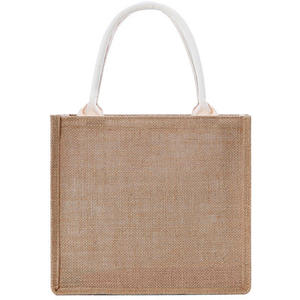 Natural PE Coating Lamination Burlap Custom logo Color Eco Friendly Grocery <strong>Tote</strong> <strong>Bags</strong> Reusable <strong>Jute</strong> Shopping <strong>Bag</strong> - Product Image 5