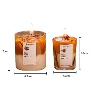 Bougie artisanale parfumée au café à double couche dans un bocal en verre, bougie artistique mignonne au parfum de dessert pour la décoration de la maison - Product Image 3