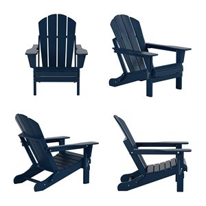 2025 Neue Adirondack-Stühle für den Außenbereich 2er-Set, Feuerstelle aus Kunststoff, wetterfester, klappbarer Patio-Rasens tuhl, Marineblau - Product Image 3