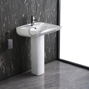 Lavabo sur pied design style Art Déco, émail artisanal pour intérieur de luxe - Product Image 5