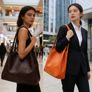 Sac fourre-tout en <span class=keywords><strong>cuir</strong></span> véritable avec logo personnalisé, sac à main hobo en <span class=keywords><strong>cuir</strong></span> de vachette souple personnalisé pour la promotion de la marque, vente en gros - Product Image 5