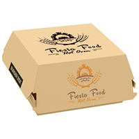 Caja con Logotipo Impreso Personalizado con Diferentes Colores, Caja de Embalaje de Alimentos Desechable, Caja de Hamburguesas de Papel Kraft Compostable Ecológica