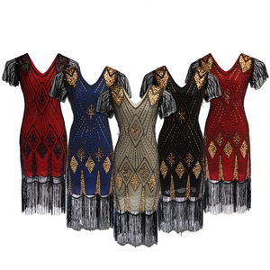 Robe de ballet à paillettes de haute couture européenne et américaine, vente chaude, commerce extérieur, style rétro des années <span class=keywords><strong>1920</strong></span>, <span class=keywords><strong>costume</strong></span> de scène en soie/coton - Product Image 1