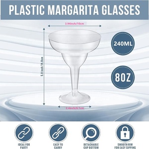 Vasos de Margarita de Plástico de 8 oz, Irrompibles, Desechables, Desmontables y Reutilizables para Margaritas, <span class=keywords><strong>Martini</strong></span> y Cócteles - Product Image 4