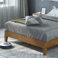 Meuble de lit simple en bois massif, chambre à coucher, mobilier moderne, cadre en bois massif