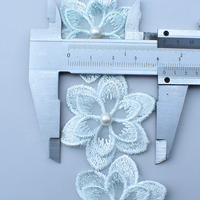 6 pétales Double couche maille broderie dentelle garniture bricolage femmes jupe artisanat tissu en gros à la main 3D fleur Organza perle dentelle