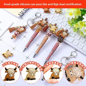 Two-Color Cow-Shaped <b>Silicone</b> <b>Beads</b> Loose Jewelry Accessories DIY Handmade Material Kit for Baby 0-24M with Totem Logo - Product Image 3