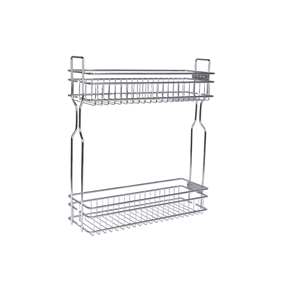 Pull-Out Kitchen <b>Spice</b> <b>Rack</b> Drawer Storage Organizer Basket with <b>Wood</b> & Metal Contemporary Design for Cabinet - Product Image 6