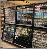 Vitrine de présentation de cartes gradées à 2 niveaux verrouillable avec éclairage LED, présentoir autoportant pour cartes à collectionner TCG pour magasin de détail