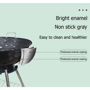 Barbecue à charbon de bois portable de 20 pouces avec roues pour le camping, la cour et la cuisine sur table - Product Image 5