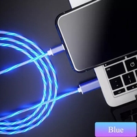 Venta al por mayor de luz LED de colores visible brillante USB tipo C flujo brillante Streamer Cable de datos de carga rápida para Samsung